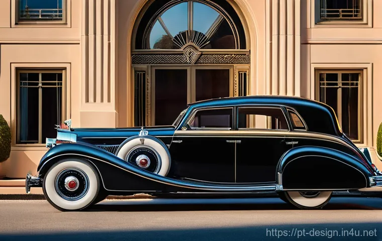 자동차 디자인 역사 - **Prompt 1: Art Deco Automotive Elegance**
"A stunning, highly stylized 1930s luxury car, remini...
