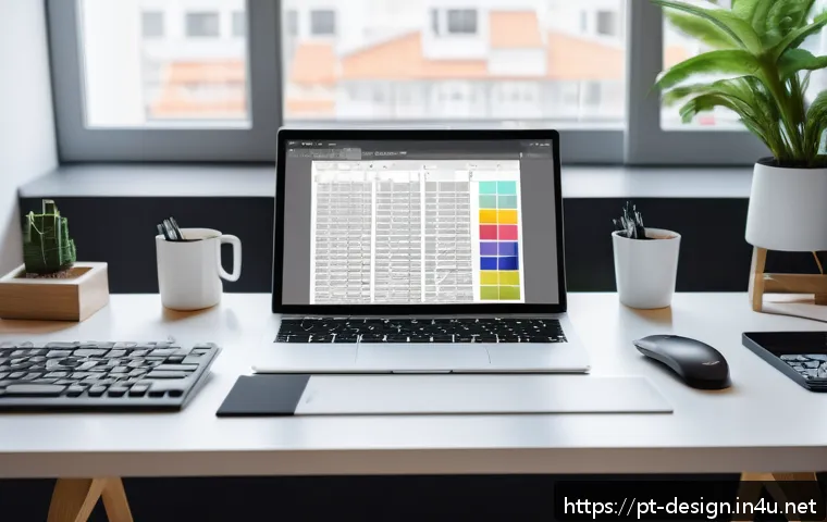 인디자인 레이아웃 기법 - A modern graphic designer&rsquo;s workspace featuring a large computer screen displaying Adobe InDesign wi...